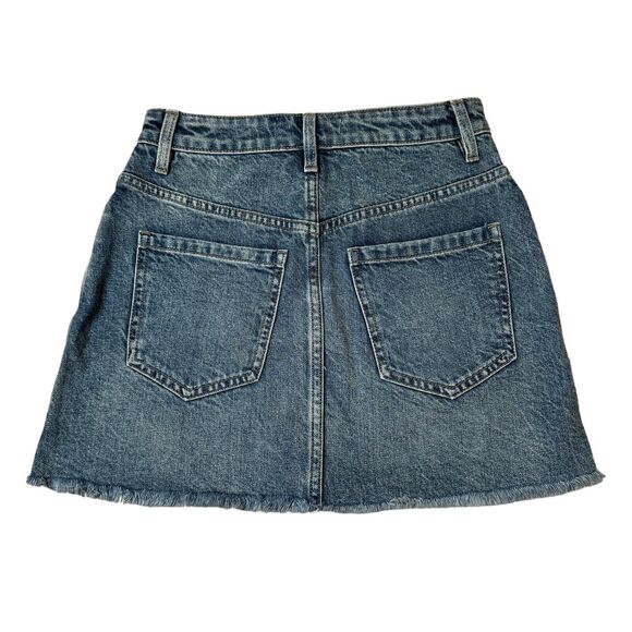We The Free People Denim Jean Miniskirt w/Raw Hem Full-Zip Blue Women's Size 24 - Picture 2 of 3